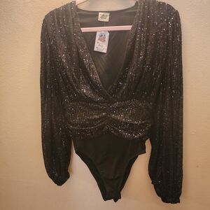 Ranch Girl Black Sequin Bodysuit